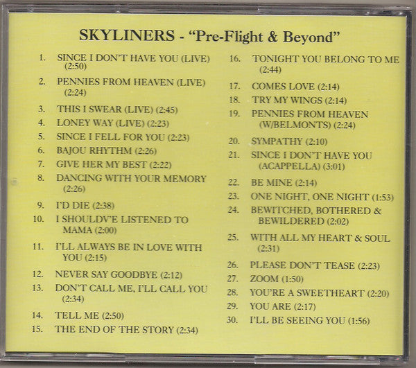 The Skyliners : "Pre-Flight" & Beyond (CD, Comp)