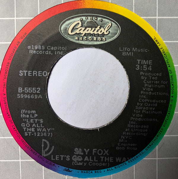 Sly Fox : Let's Go All The Way (7", Single, Jac)