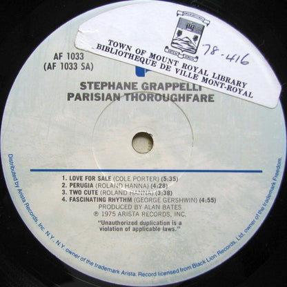 Stéphane Grappelli : Parisian Thoroughfare (LP, Album)