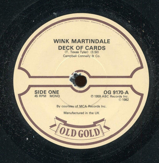Wink Martindale / Lee Marvin : Deck Of Cards / Wand'rin Star (7")
