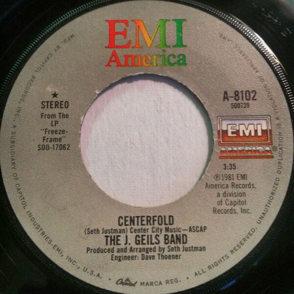 The J. Geils Band : Centerfold (7", Single, Win)