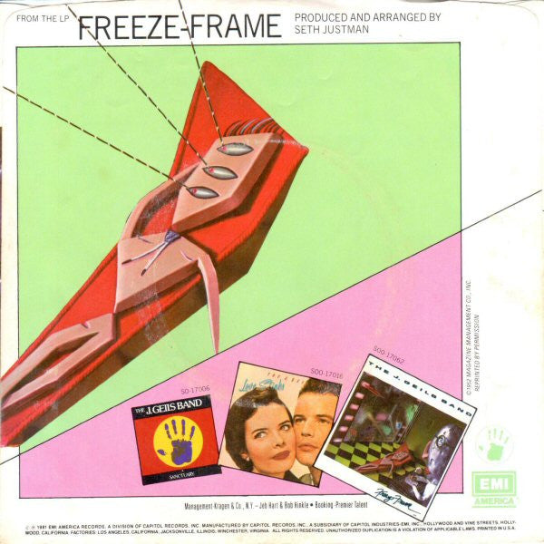 The J. Geils Band : Freeze-Frame (7", Single, Jac)