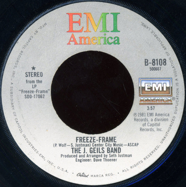 The J. Geils Band : Freeze-Frame (7", Single, Jac)