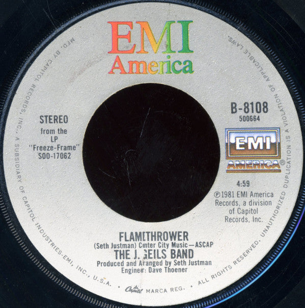 The J. Geils Band : Freeze-Frame (7", Single, Jac)
