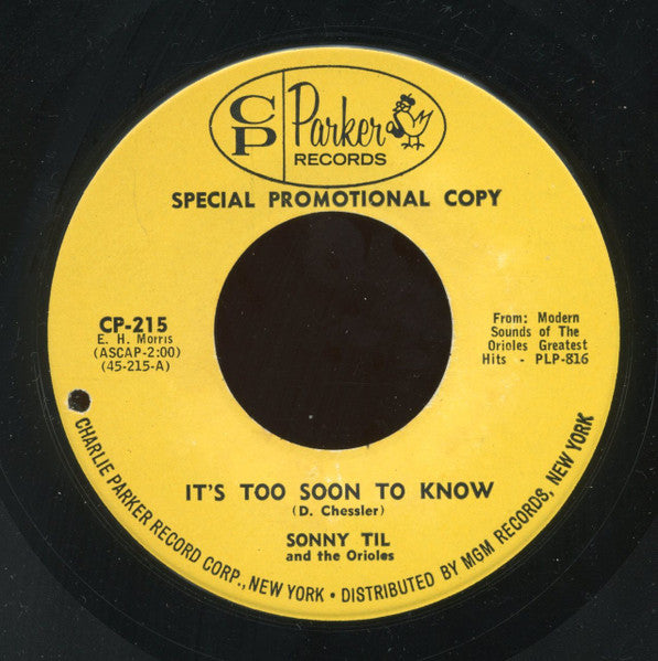 Sonny Til And The Orioles : It's Too Soon To Know / I Miss You So (7", Promo)