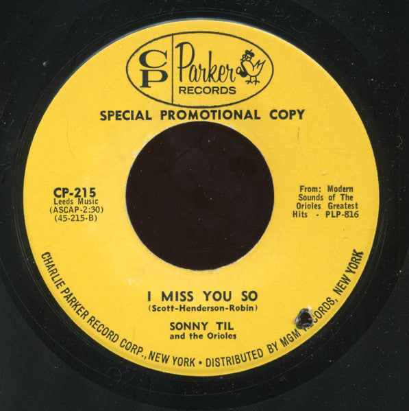 Sonny Til And The Orioles : It's Too Soon To Know / I Miss You So (7", Promo)