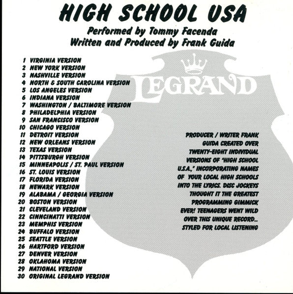 Tommy Facenda : High School USA (CD, Comp, RM)