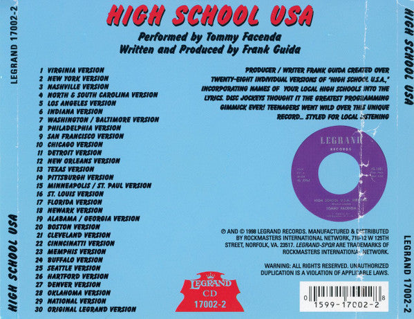 Tommy Facenda : High School USA (CD, Comp, RM)
