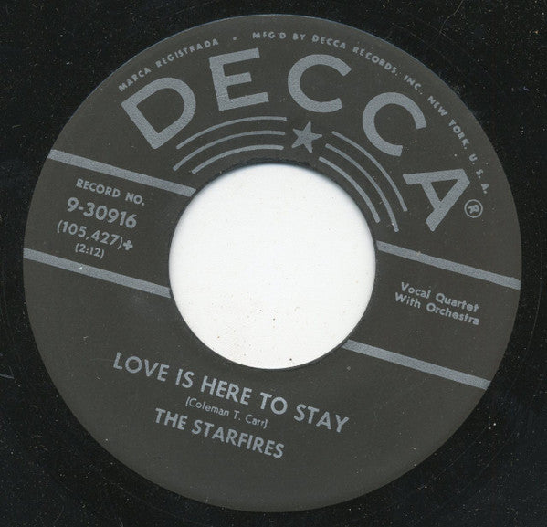 The Starfires (5) : Tomorrow / Love Is Here To Stay (7")