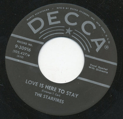The Starfires (5) : Tomorrow / Love Is Here To Stay (7")