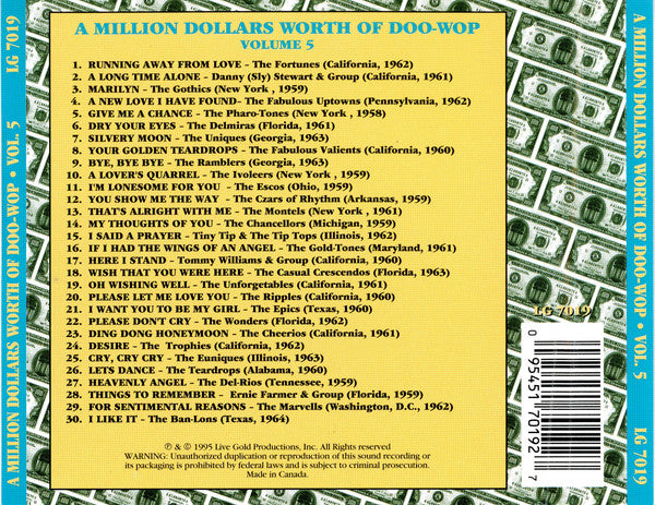 Various : A Million Dollars Worth Of Doo Wop, Volume 5 (CD, Comp)