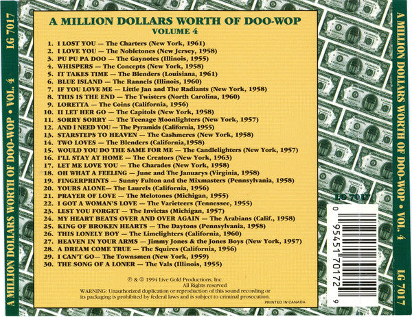 Various : A Million Dollars Worth Of Doo-Wop, Volume 4 (CD, Comp)