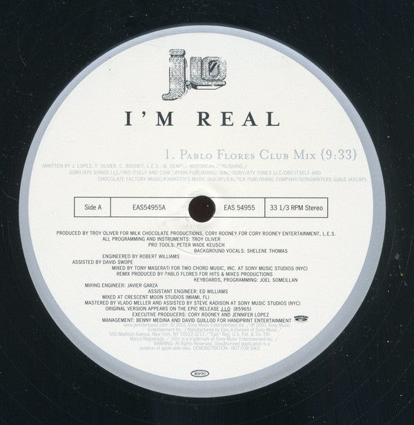 Jennifer Lopez : I'm Real (12", Promo)