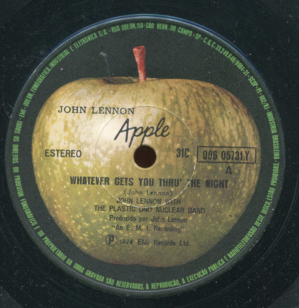John Lennon With The Plastic Ono Band : Whatever Gets You Thru' The Night (7", RE)