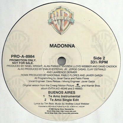 Madonna : Buenos Aires (12", Promo)