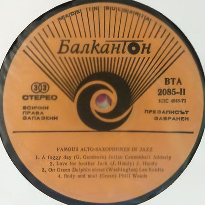 Various : Famous Alto-Saxophones In Jazz (LP, Comp, Ora)