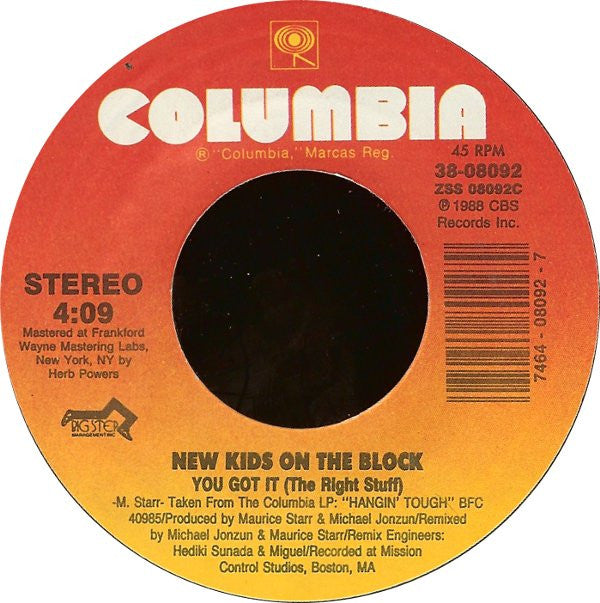 New Kids On The Block : You Got It (The Right Stuff) (7", Styrene)