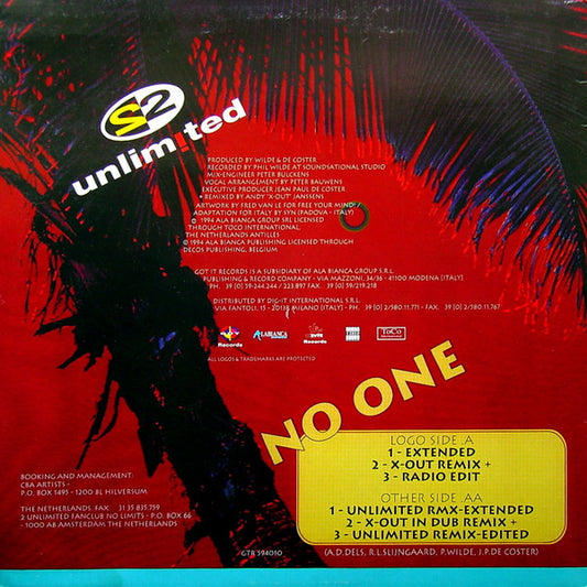 2 Unlimited : No One (12")