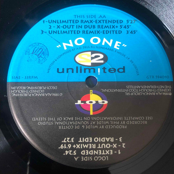 2 Unlimited : No One (12")