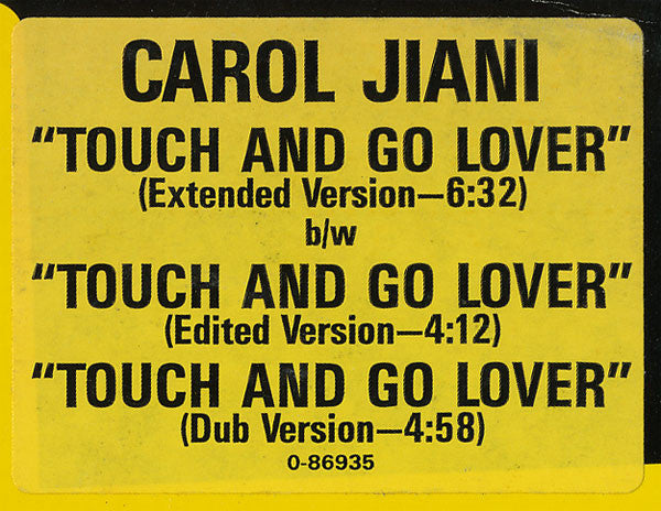 Carol Jiani : Touch And Go Lover (12", Promo, SP)