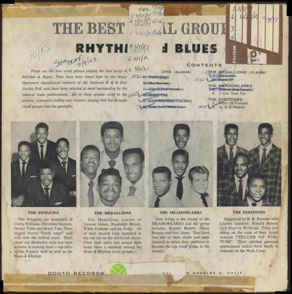 The Penguins / The Medallions / Don Julian & The Meadowlarks / The Dootones : The Best Vocal Groups - Rhythm And Blues (LP, Comp, Mono)