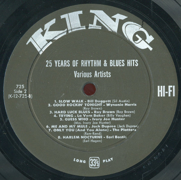 Various : 25 Years Of Rhythm & Blues Hits (LP, Comp, Styrene)