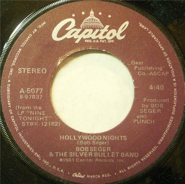 Bob Seger And The Silver Bullet Band : Feel Like A Number (7")