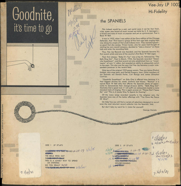 The Spaniels : Goodnite, It's Time To Go (LP)