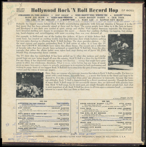 Various : Hollywood Rock 'N Roll Record Hop (LP, Comp, RP)