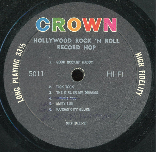 Various : Hollywood Rock 'N Roll Record Hop (LP, Comp, RP)
