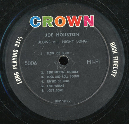 Joe Houston : Blows All Night Long (LP, Mono, RE)