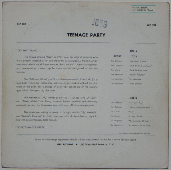 Various : Teenage Party (LP, Comp, Mono, RP)