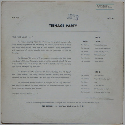 Various : Teenage Party (LP, Comp, Mono, RP)