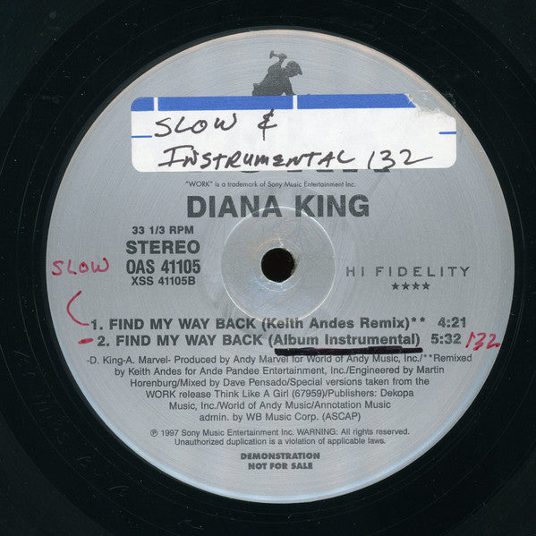 Diana King : Find My Way Back (12", Promo)