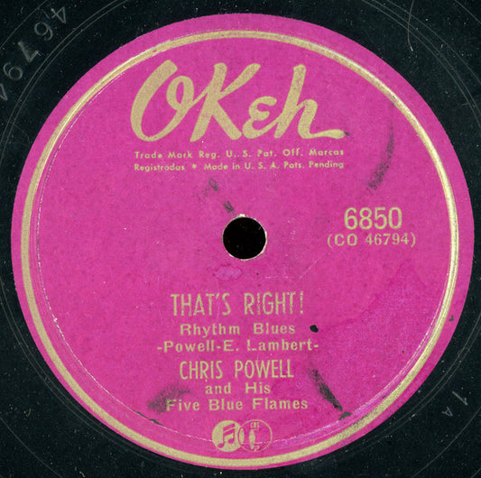 Chris Powell And The Five Blue Flames : That's Right! / October Twilight (Shellac, 10")
