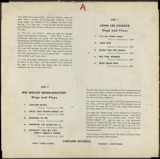 Big Maceo, John Lee Hooker : Big Maceo Merriweather John Lee Hooker (LP, Album, Comp)