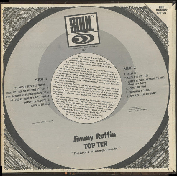 Jimmy Ruffin : Sings Top Ten (LP, Album, Mono)