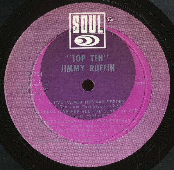 Jimmy Ruffin : Sings Top Ten (LP, Album, Mono)