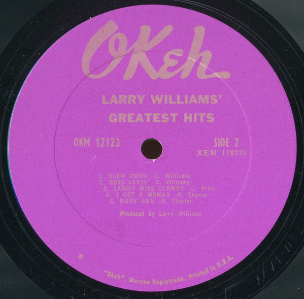 Larry Williams (3) : Larry Williams' Greatest Hits (LP, Album, Mono)