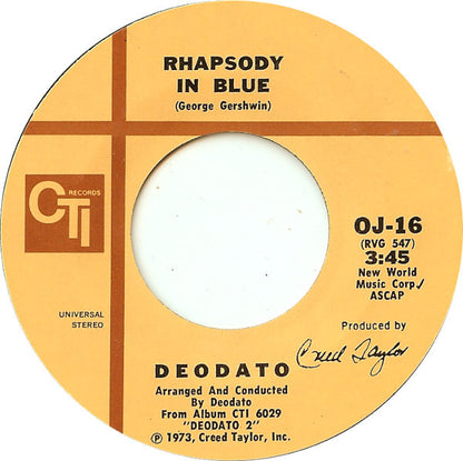 Eumir Deodato : Rhapsody In Blue / Super Strut (7", Single, Styrene)