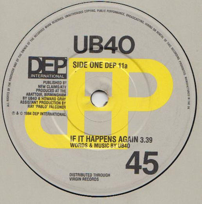 UB40 : If It Happens Again (7", Single)