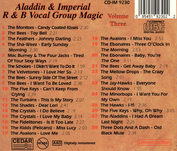 Various : Aladdin & Imperial R & B Vocal Group Magic - Volume Three (CD, Comp, Ltd)