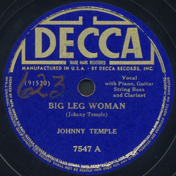 Johnny Temple (2) : Big Leg Woman / Between Midnight And Dawn (Shellac, 10")
