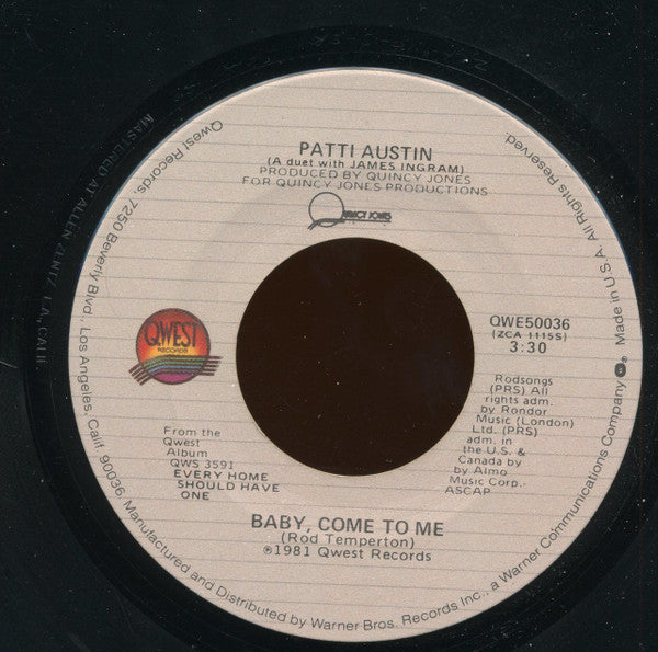 Patti Austin : Baby, Come To Me / Solero (7", Spe)