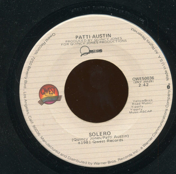 Patti Austin : Baby, Come To Me / Solero (7", Spe)