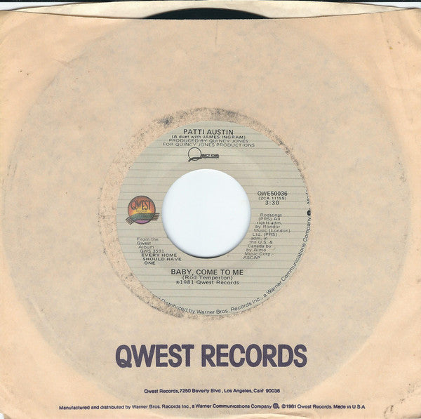 Patti Austin : Baby, Come To Me / Solero (7", Spe)