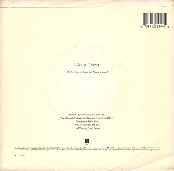 Madonna : Like A Prayer (7", Single, Spe)