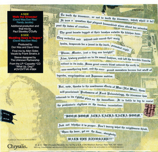 Was (Not Was) : Walk The Dinosaur (7", Single, Styrene, Car)