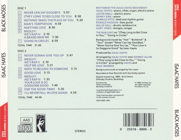 Isaac Hayes : Black Moses (2xCD, Album, RE, RP)