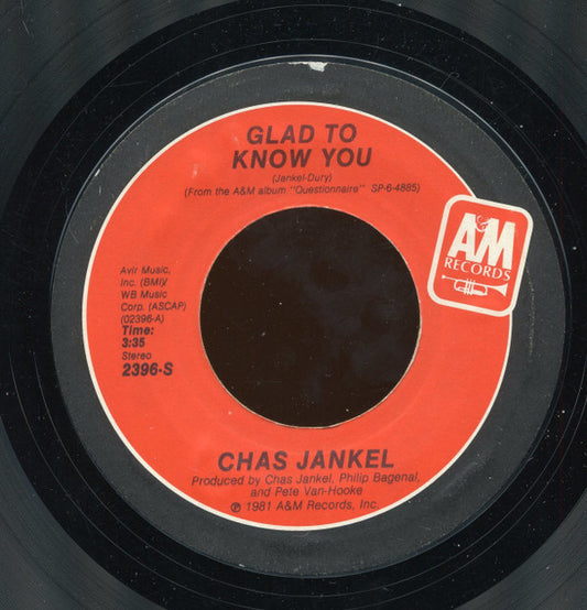 Chas Jankel : Glad To Know You / 3,000,000 Synths (7", Styrene, Pit)